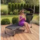 Image 6 for Шезлонг лежак садовий Outtec Lumia Textline розкладний з дашком чорний