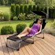 Image 3 for Шезлонг лежак садовий Outtec Lumia розкладний з дашком чорний